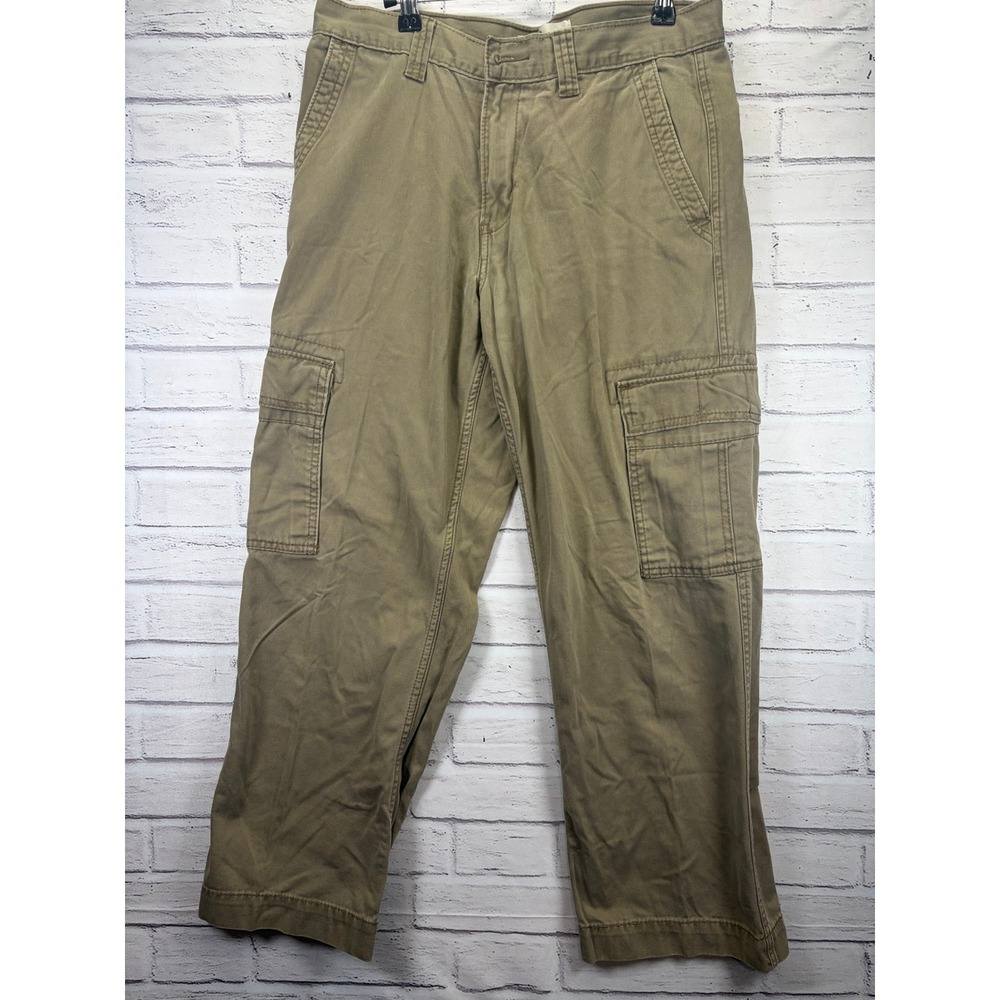 Signature by Levi Strauss Khaki Straight Leg Cargo Pants Mens W32xL30 Cotton